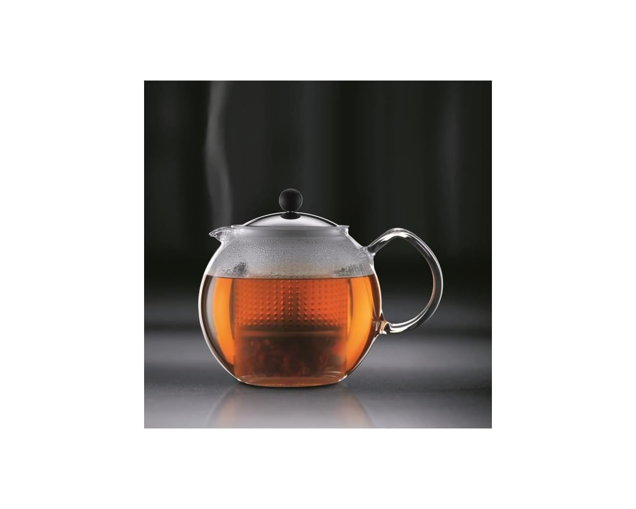 Bodum - K1833-16 - Assam Tea Set - Théière à Piston en Verre - Filtre Plastique - Couvercle Inox - 1.5 L + 2 Verres Double Paroi - Pavina - 25 cl