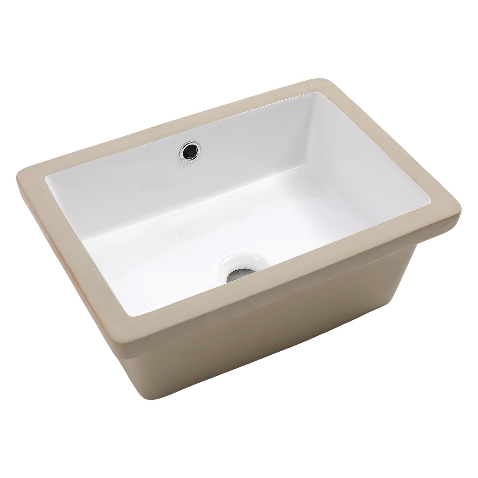 Photo 1 of Couoko 18x12 Inch Undermount Bathroom Sink with Rectangular Bottom White Ceramic Vessel Bathroom Sinks Vanity Classic Basin with Overflow