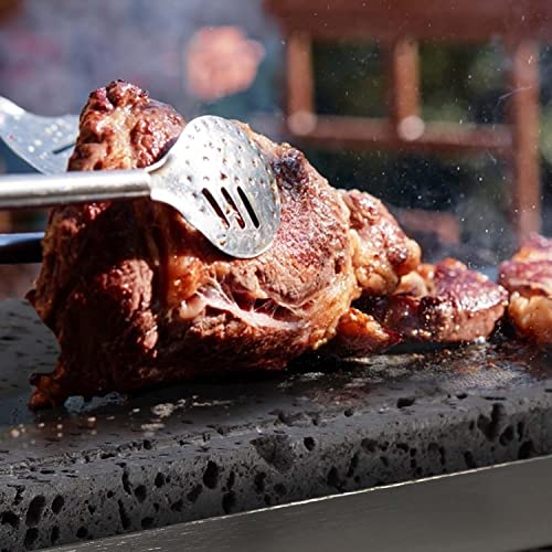 Artestia Lava Stone Table Grill For Steak With Bamboo Stand, Smokeless Bbq Grill Outdoor With Fast Heating Natural Lava Cooking Stone, Ideal For Dinner And Family Fun, Two Rechauds (14.56"*6.69") #TOP2