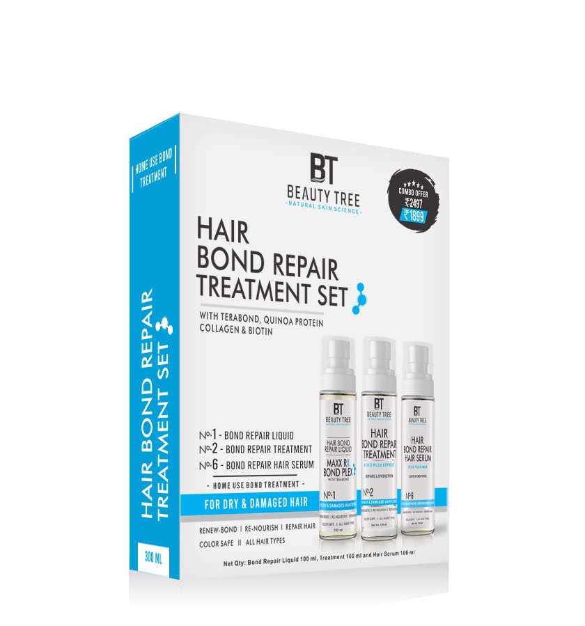 BEAUTY TREE Professional Hair Bond Repair Home Care Treatment Set I Repair Liquid I Repair Treatment I Repair Serum I Renew-Bond I Re Nourish I Repair Hair For Dry Damaged Hair 300 ml