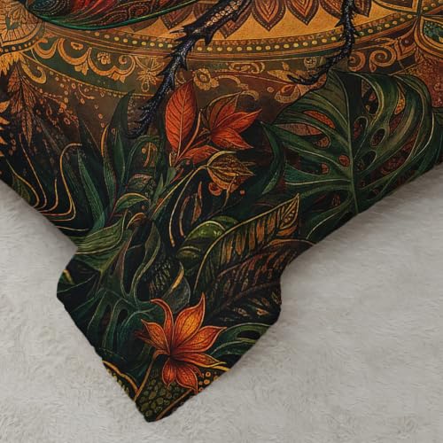 Image of AILONEN Full Comforter Set 3 Piece, Bronze Beetle Woodland 3D Printed Bedding with 2 Pillowcases, Soft Breathable Microfiber Vintage Decor for Guest Room