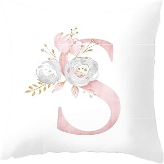 WOOKIT Taie d'oreiller Imprimée Lettre Florale Housse de Coussin de Canapé à Combinaison Libre Taie d'oreiller pour Décoration de la Maison pour Canapé Lit et Voiture 18 x 18 inch-S