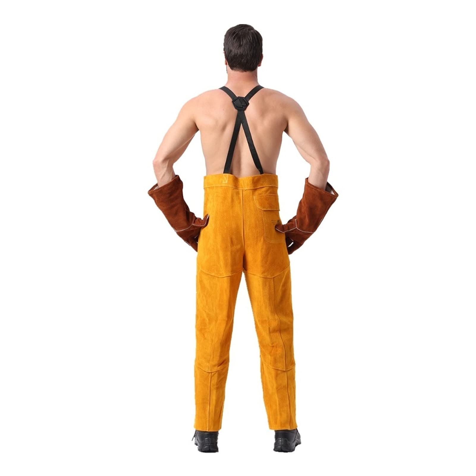 Soldador Pantalones de soldadura de cuero CHAPS COWHIDE TRABAJADORES Brujas Romper Soldadura Pantalones Pantalones