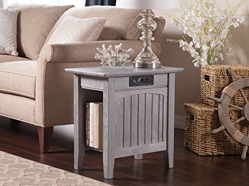AFI Nantucket Chair Side Table with Built-in Charger in Driftwood - Image 2