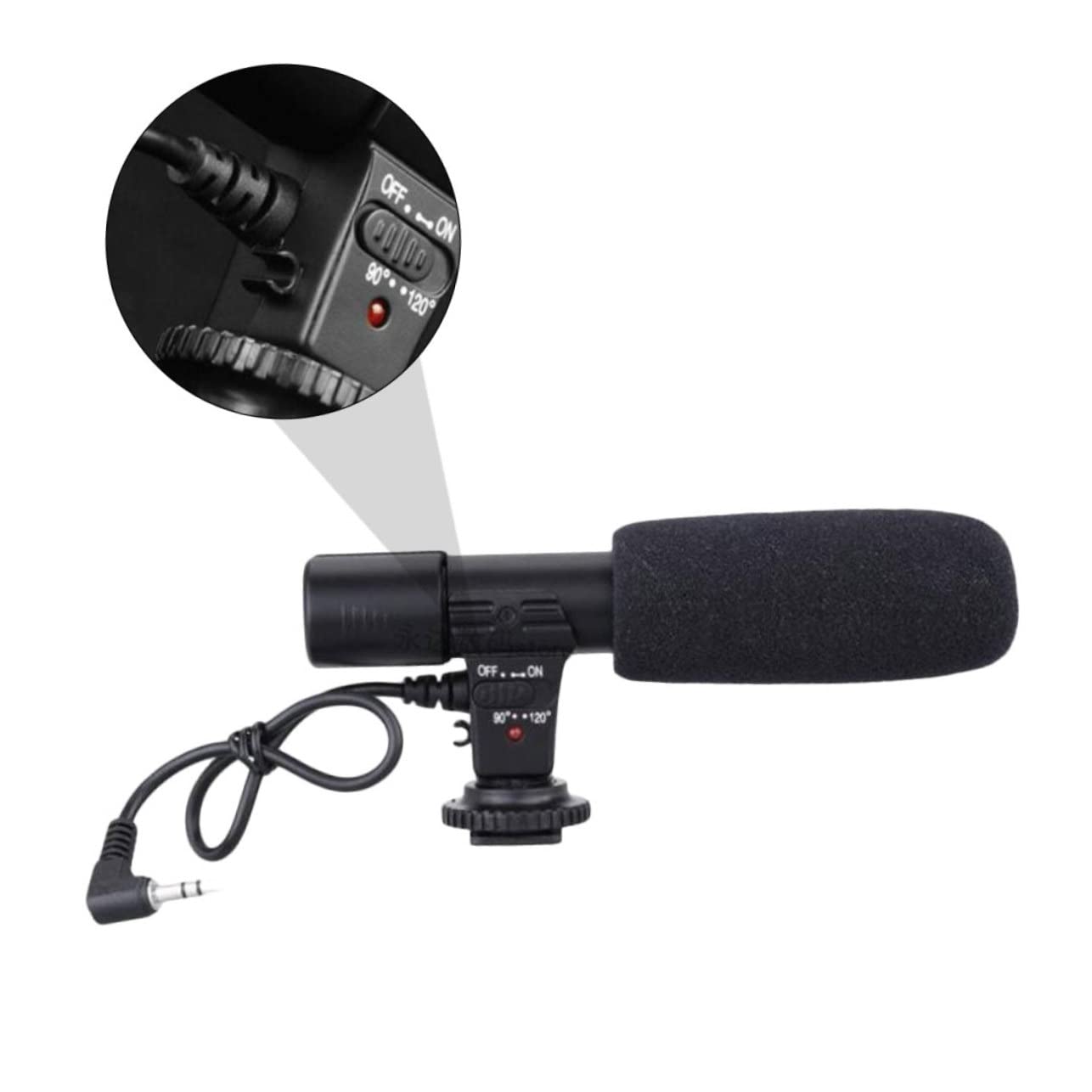 Veemoon Micrófono para Grabar Videos PC y Cámara Réflex Digital Alta Definición, Direccional y Ángulo Ajustable de 90/120 Grados para Entrevistas y Grabación Profesional