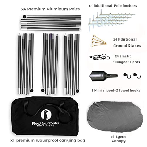 Red Suricata Family Beach Tent & Beach Canopy & 2 Beverage Holders Bundle - Upf50 Uv Sun Shade Shelter (Medium, Grey) #TOP3