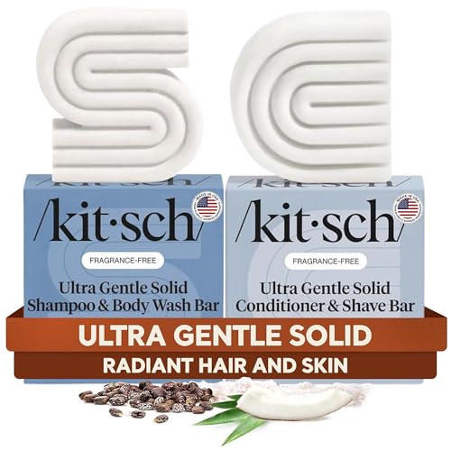 Image of Kitsch 2-in-1 Ultra Sensitive Shampoo Bar & Body Wash + Conditioner Bar & Shaving Soap - Fragrance-Free Bar Soap for Sensitive Skin & Scalp - For Healthy, Radiant Hair and Skin - 2pcs