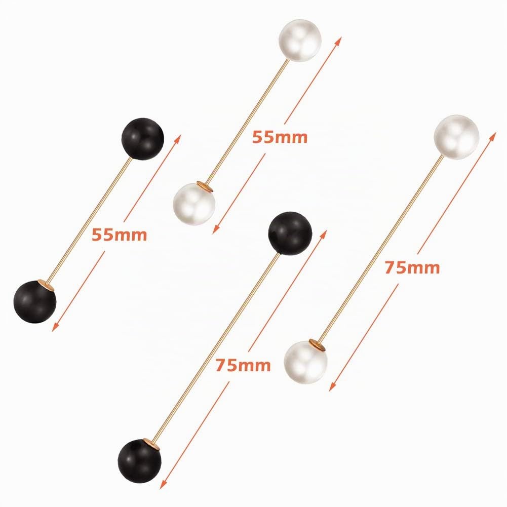 Clip de Suéter de Mujer Broches de Perlas de Imitación Doble Broche Blanco Negro