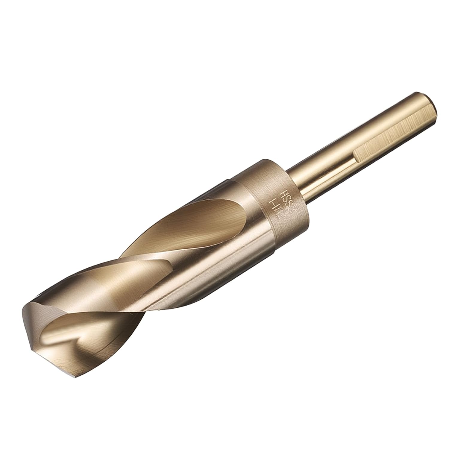 uxcell 1-1/16" Drill Bit 1/2" Reduced Shank 3-Flat M35 5% Cobalt High-Speed Steel Twist Gold Finish 135° Bits for Hard Metal Stainless Steel,1pcs