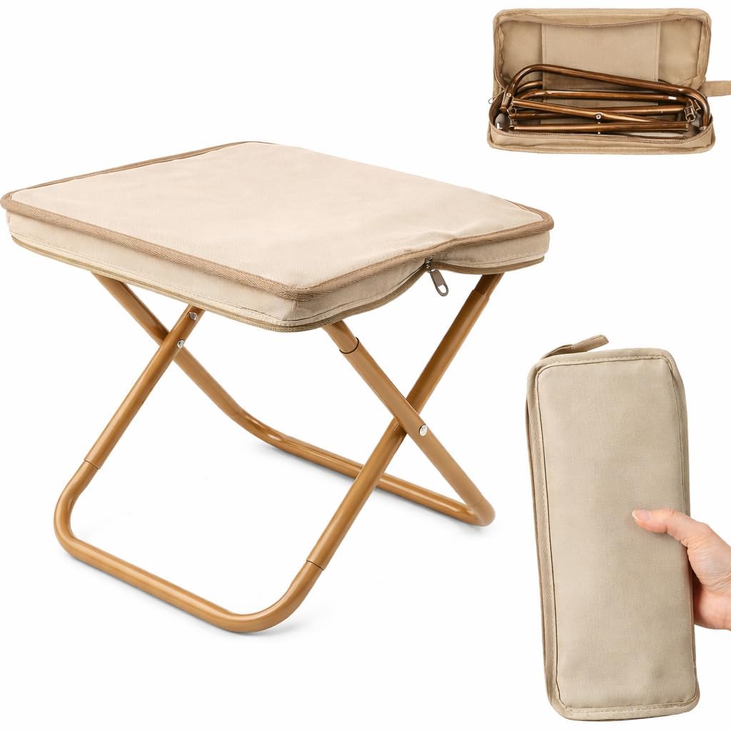Folding Stool Portable Mini Outdoor Camping Chair | Lightweight Foldable Hunting & Fishing Seat with Zipper Carry Bag | Compact Travel Stool for Picnic Trekking Garden & Outdoor Activity (MultiColor)