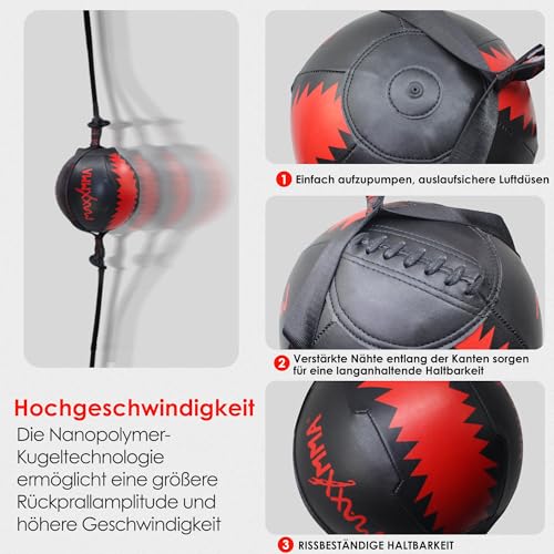 MaxxMMA Double End Speed Ball, Boxing Speed Ball, Reflex Dodge Ball, Punching Speed Ball, MMA Training Ball, einschließlich Pumpe, Schnüre, Ring Locking