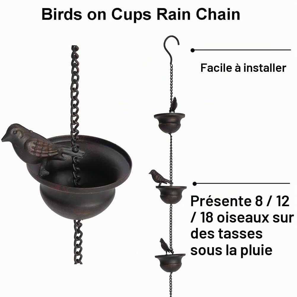 Chaîne d'eau de Pluie en,Chaîne de pluie en,Pluie pour Gouttières,Pluie pour Descentes Pluviales,Pluie en Métal Suspendue, Ornement Jardin Pluie