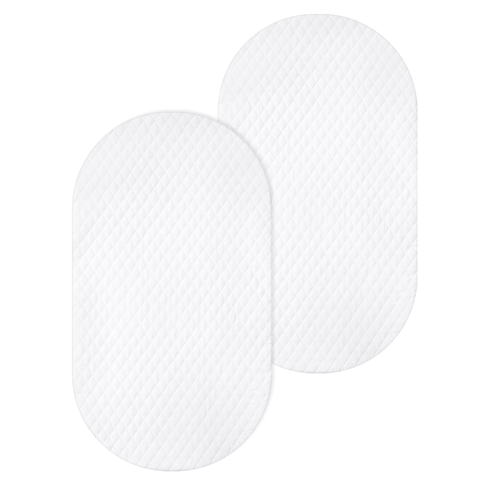 Photo 1 of VaVaSoo Bassinet Mattress Protector, 31''x18''- Fit for Dream on Me, Ingenuity, Chicco, Ultra Soft Bassinet Sheet for Baby Girl & Boy, Breathable Mattress Topper, Elastic, 2 Pack, White White 31''x17''