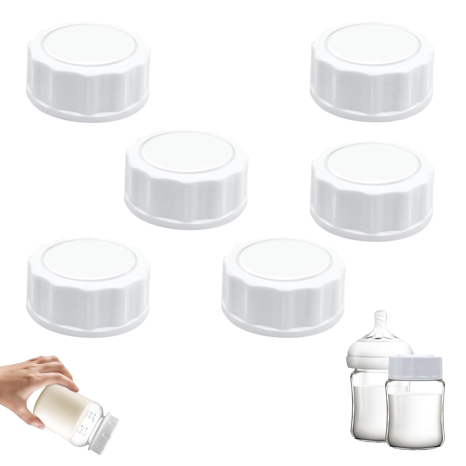 6 Pezzi Tappi per Biberon Tappi di Ricambio a Cupola per Biberon con Anello di Tenuta Coperchi a Cupola per Biberon in Plastica e Vetro