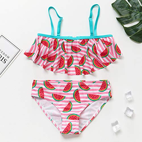 Girls Swimsuit 2 Piece Ruffle Bathing Suits Toddler Cute Quick Dry Bikini Tankini Sets Watermelon Print Swim Wear2