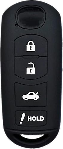 Funda de silicona para llavero inteligente, protector remoto sin llave para Mazda CX-5 CX-7 MX-5 MX-5 Miata Mazda 3 6 4 botones (negro)