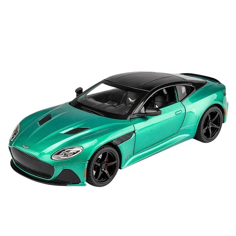 Image of 1:22 Scale Big Aston Martin DBS Metal Pullback Diecast Car for Kids with Openable Doors, Sound, Light Effects Toy for Car Enthusiasts, Green