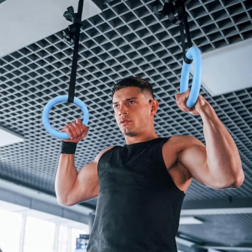 Image of Gymnastic ABS Rings with Heavy Duty Adjustable Strap Capacity with 14.5ft Adjustable Buckle Straps for Cross Fitness Functional Training for Home Gym Full Body Workout