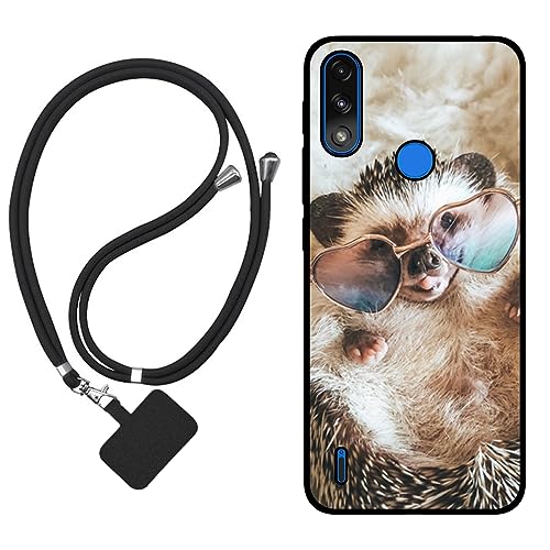 Sunrive Funda Compatible con Motorola Moto E7 Power,Slim Fit Gel Mate Carcasa Case Bumper de Impactos y Anti-Arañazos Espalda Cover (Erizo)+1 X Correa Universal