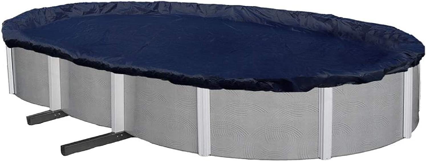 Premium Winter Pool Cover for Above Ground Oval Pool, 18' x 33' Ft., Aboveground Pools Winter Cover, 8-Year Warranty, Includes Winch and Cable, Strength & Durability, UV Protection