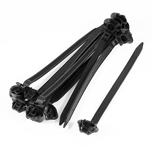 uxcell Nylon Teeth Push Mount Auto Parts Cable Tie, 7mm Width, 10 Pcs, Black