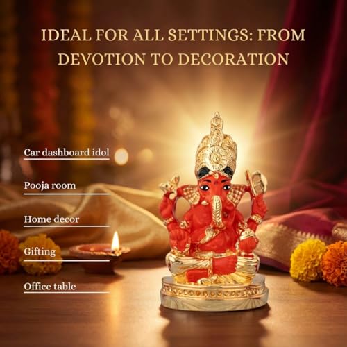 Image of Siddhivinayak Ganesh Idol Ganpati Murti for Car Dashboard, Office Desk, Hindu God Gift & Home Decor - Resin