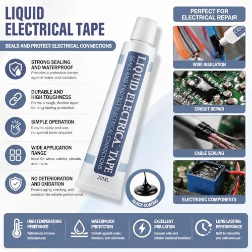 Image of Liquid Electrical Tape 30ml Waterproof Wire Sealant | High Temperature Insulation Coating for Cable Connections and Circuit Repair | Protective Electrical Sealing Paste