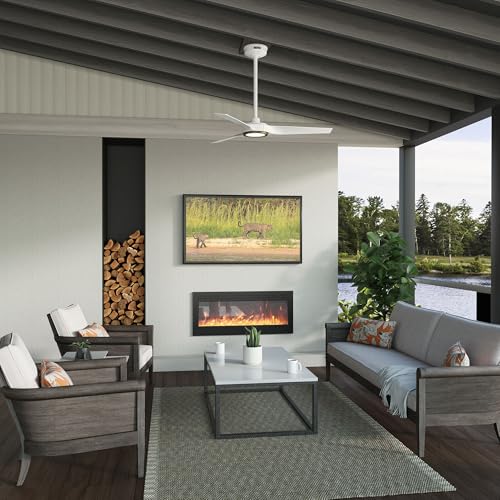Image of Hunter 44 inch ZenTech Outdoor Smart Ceiling Fan, LED Light, Remote, White