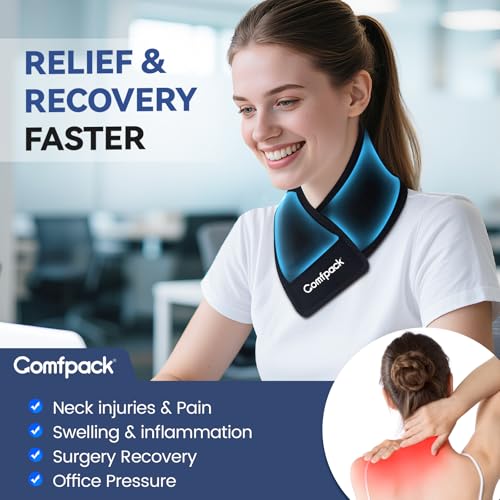 Neck Ice Pack Wrap, Cervical Ice Pack, Flexible Gel Ice Pack for Neck, Hot & Cold Compress Cold Pack for Injuries, Sore Neck, Tonsillectomy, Thyroidectomy, Surgery Recovery, Office Pressure - Image 4
