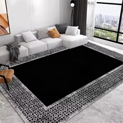 Tapis de luxe noir et gris design haut de gamme 180X250CM