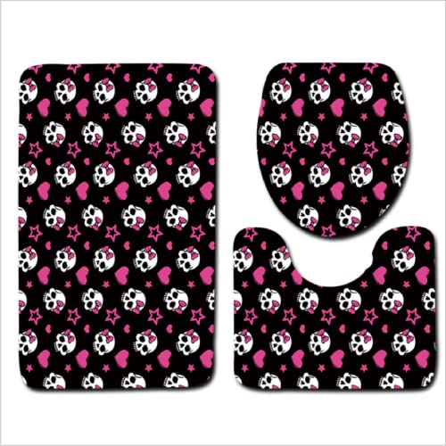 Badematten Set 3 teilig,Toilettenmatte Set,3er Badgarnitur Badezimmer Matte Set Dusch Bade Matte Vorleger Teppich 3D…