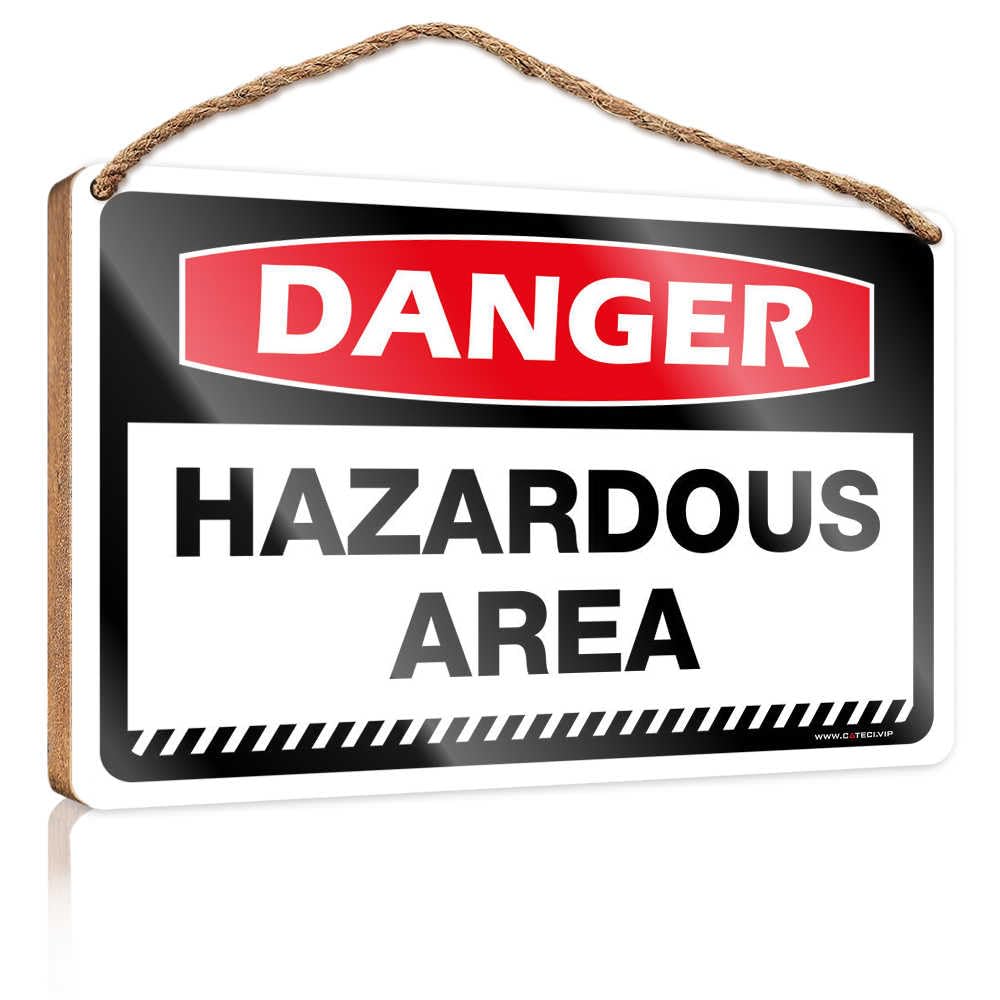 Funny Sign Decor Danger Hazardous Area Wooden Sign Gifts For The Office Camper Decor(15X28CM)