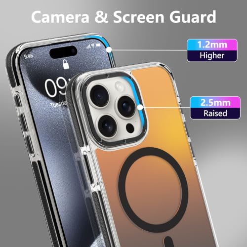 Image of Magnetic Case for iPhone 15 Pro Max [Compatible with Magsafe] [Cute Fashion Fluorescent Design] [1 Screen Protector] Slim Translucent Matte Case for iPhone 15 Pro Max 6.7 inch 2023, Black