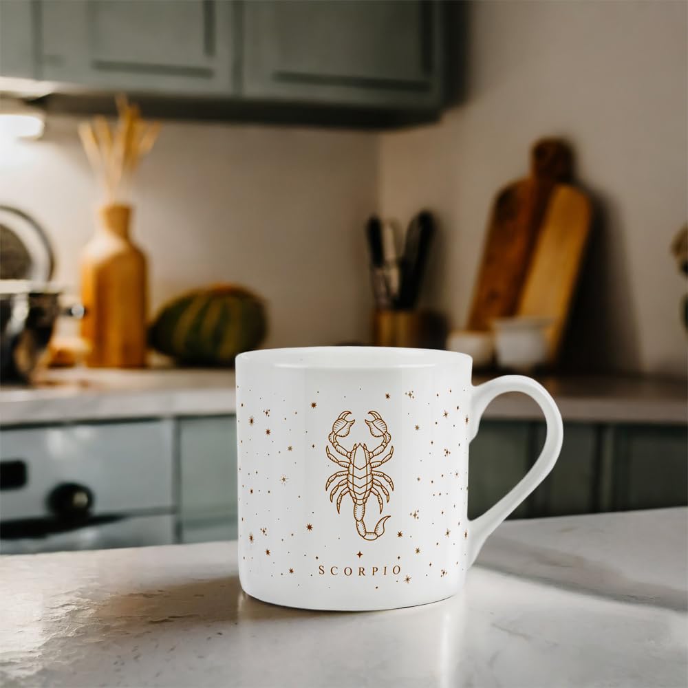 Purely Home Taurus Gold Star Sign Mug - Fine Bone China White Mug Coffee/Tea Present Zodiac Gift - Image 3