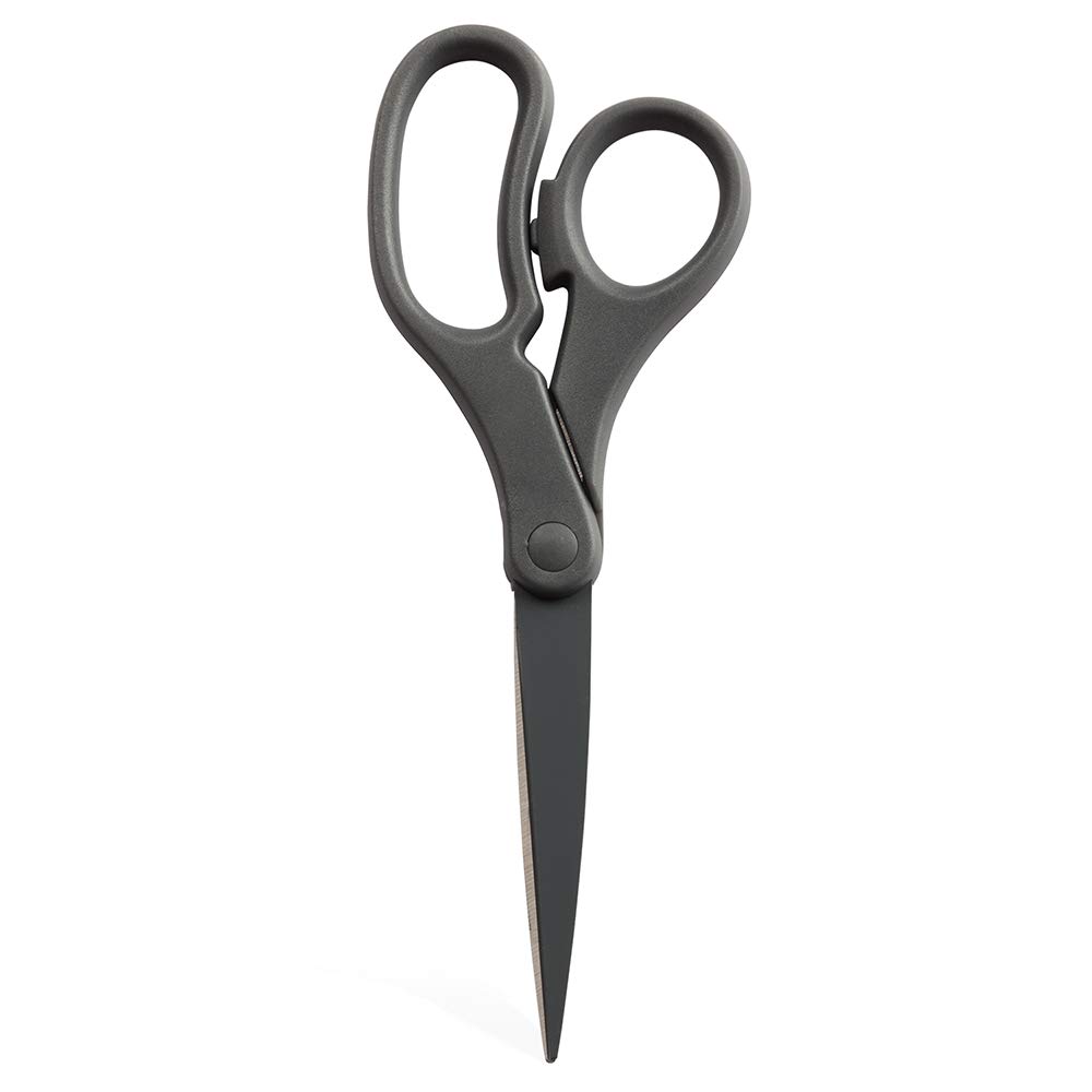 JAM PAPER Multi-Purpose Precision Scissors - 8 Inch - Grey - Ergonomic Handle &amp; Stainless Steel Blades - Sold Individually