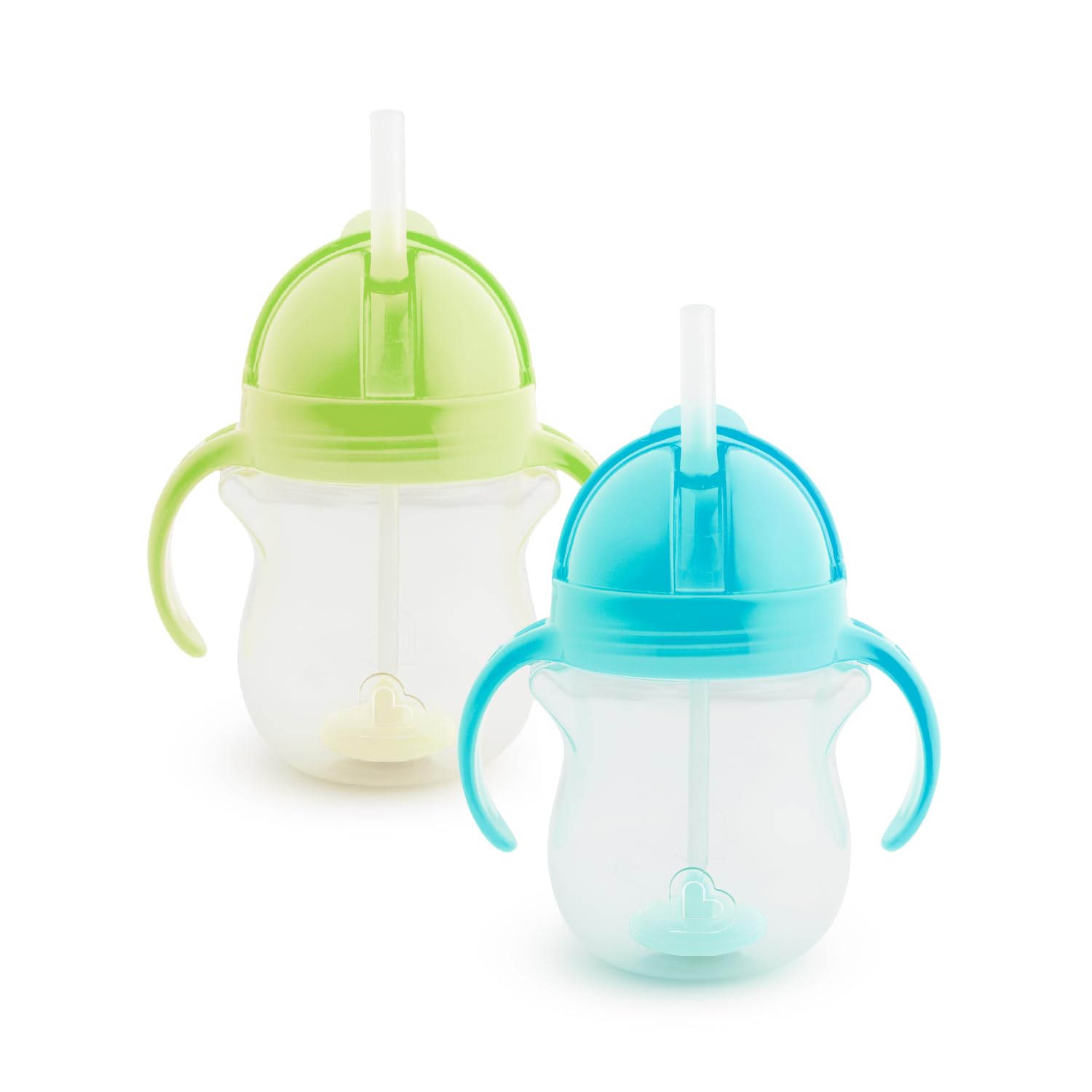 Munchkin Click Lock Tip & Sip Straw Cup Set | Baby & Toddler Sippy Cups with Straw| BPA Free Non Spill Cup| Dishwasher Safe Baby Straw Cup| Weighted Straw Childrens Cups| 7oz/207ml| 2 Pack| Green/Blue