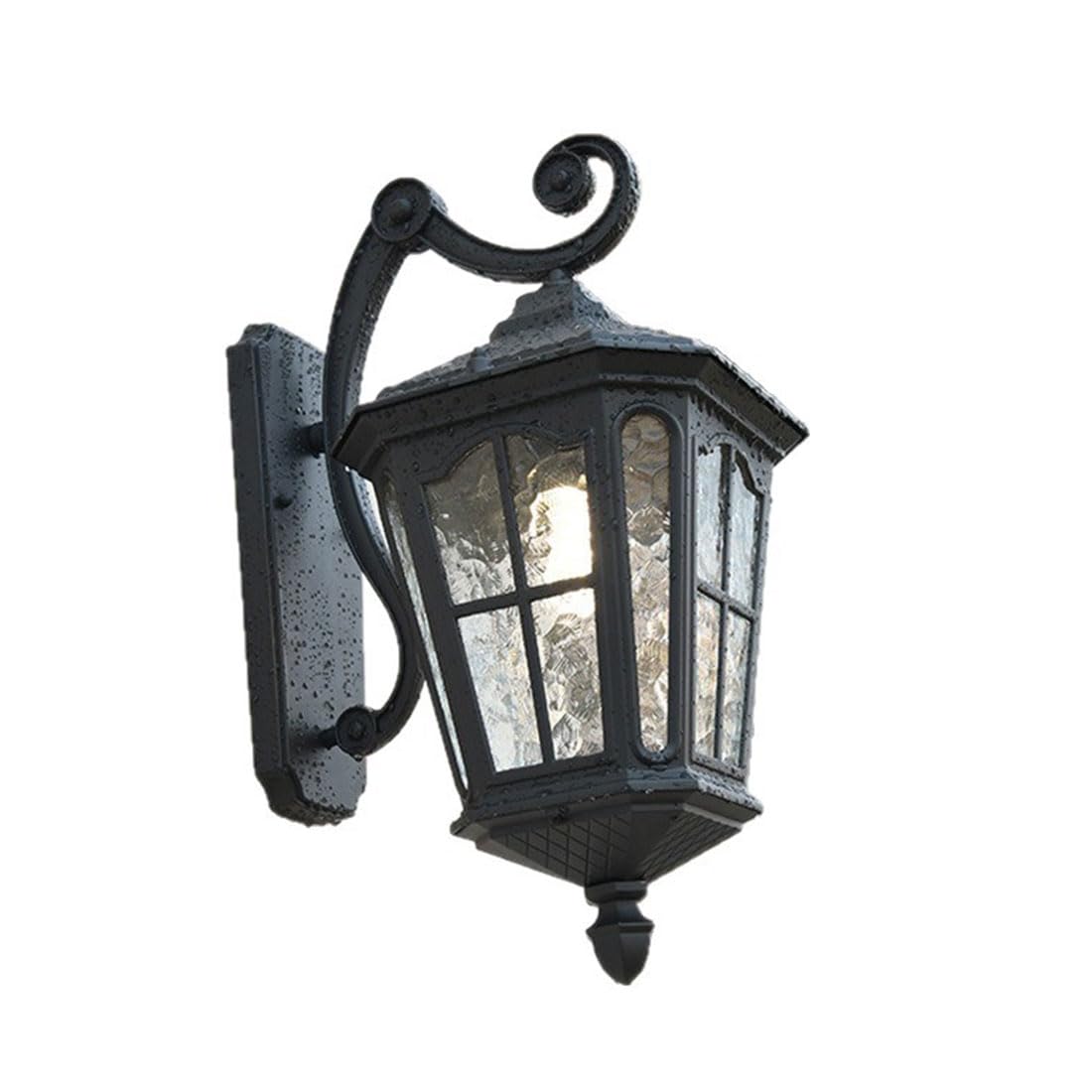 Applique murale extérieur noire E27 en aluminium et verre pour porche et jardin