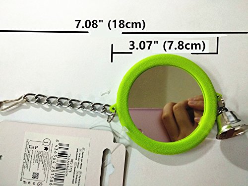 Hypeety Pet Bird Mirror with Bell Interactive Parrot Toy Bird Cage Mirror for Cockatiel Parakeets Canaries Budgie (RED) - Image 2