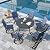 Sophia & William Outdoor Dining Set Patio Dining Set for 6 Round Patio Table and Chairs Set 7 Pieces Patio Set with Swivel Patio Chairs 54" Metal Table for Garden Pool All Weather Blue