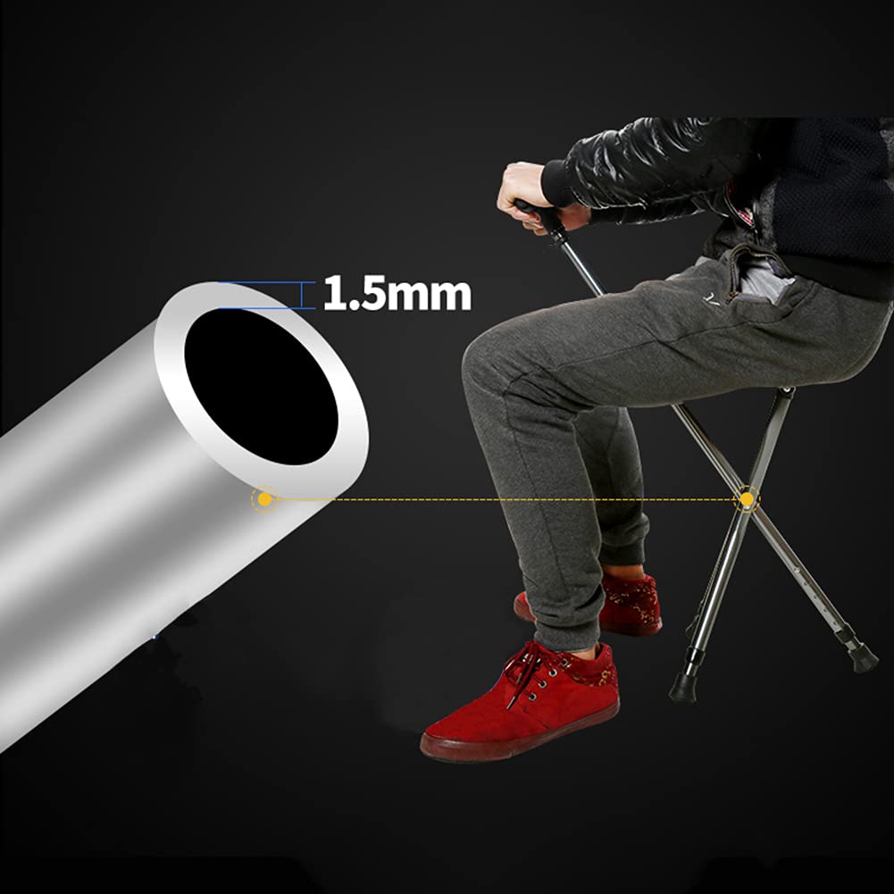 Bastone Da Passeggi Sedia, Ultraleggero Portatile Bastone Con Seggiolino, Manico Forma A T Antiscivolo Stabile Aiuto Alla Mobilità Regolabile Altezza Bastone Tripode,Blu