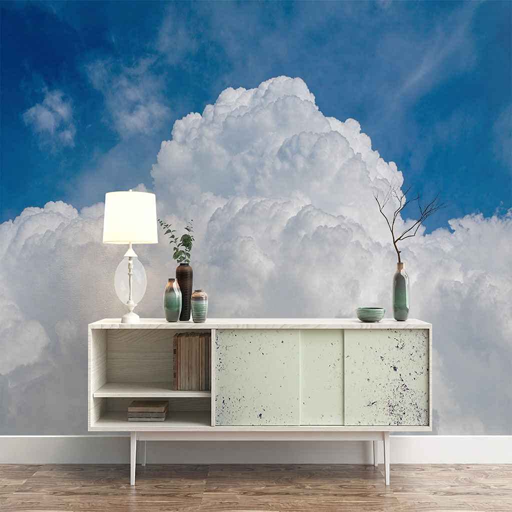 Papier Peint Paysage de Nuages Blancs 200x140 cm pour Salon