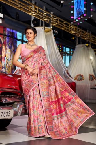 Image of SWORNOF Women's kanjivaram banarasi silk saree for Patola festival Wedding silk with rich pallu Design sarees for women with blouse piece