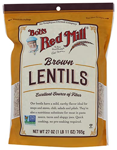 Bob's Red Mill Brown Lentil Beans, Vegan, 27 Ounces (Pack Of 4)