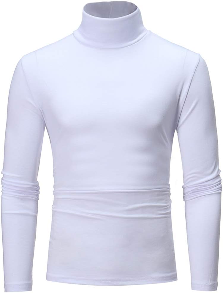 Mens Basic Turtleneck T-Shirts Plain Top Jumper Autumn Winter Long Sleeve Casual Top Blouse Sweatshirts