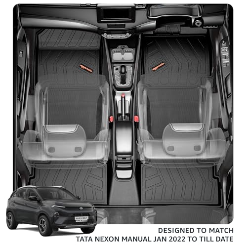 Image of Amazon Basics - 5D Car Floor Mats for Tata Nexon (Manual, Jan 2022-Present, Black) | Weather-Resistant | Precision Fit| TPE | MTCM092422981964