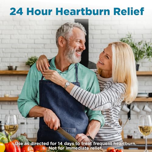 Image of Amazon Basic Care Esomeprazole Magnesium Delayed-Release Capsules 20 mg, Acid Reducer, Treats Frequent Heartburn, Cool Mint Flavor, 24 Hour Heartburn Medicine, 14 Count