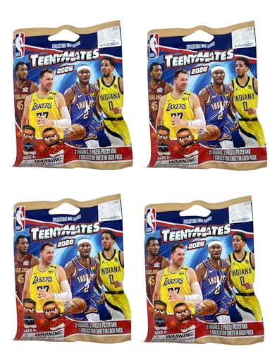 Party Animal NBA 2026 Series 11 TeenyMates Figures Team Colors One Size (One Size 4 Blind Pack Bundle)
