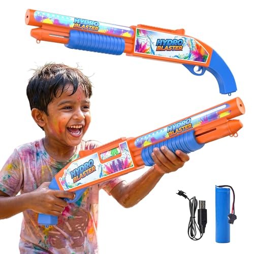 Image of Mirana Hydro Blaster - Electronic Water Toy Gun for Kids - Powerful Spray, Easy Refill & Rechargeable Battery - 2 Trigger Modes - For Pool, Beach & Outdoor Parties - For Boys & Girls 4+ Years (Orange)