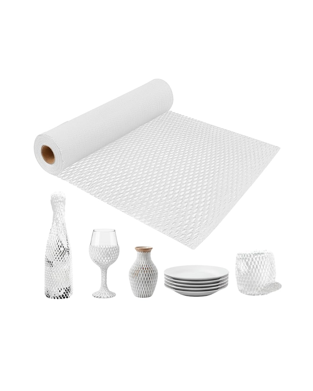 Pack8 Honeycomb Paper Wrap White 10m x 38cm (15") – Eco-Friendly Protective Packing Paper, Recyclable Bubble Wrap Alternative for Shipping, Moving & Fragile Items
