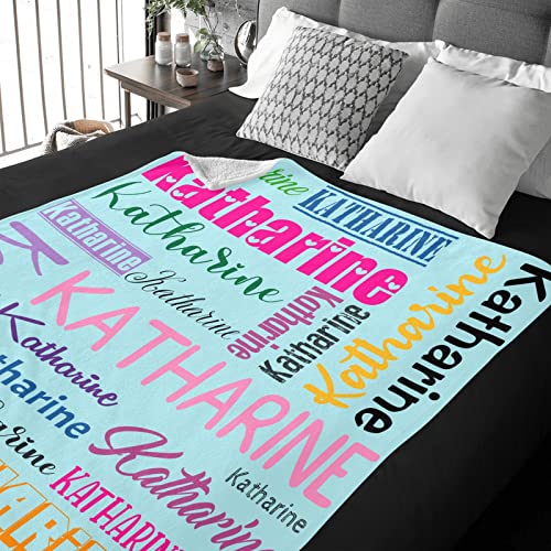 Personalized Blanket for Kids Adults Personalized Name Blanket Custom Blanket with Name Personalized Gifts for Christmas Birthday Valentines Day Mothers Fathers Day (Light Blue&Colorful, 30"x40")